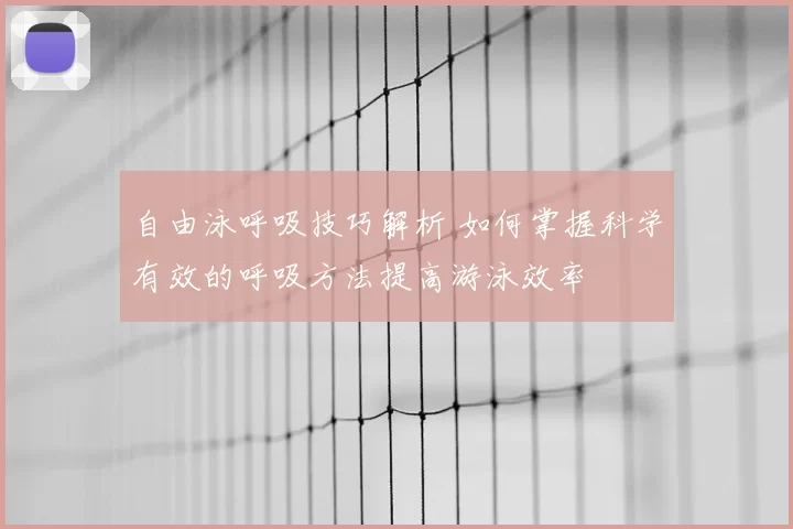 自由泳呼吸技巧解析 如何掌握科学有效的呼吸方法提高游泳效率